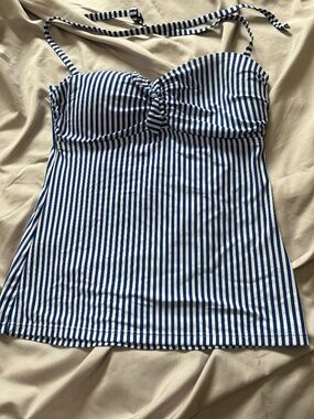 Blue striped tankini top